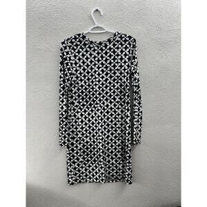 Michael Kors Womens Dress Size Small Black and White Geometric Long Sleeve